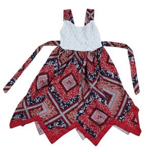 Blueberi Boulevard Girls Bandana Patchwork Handkerchief Dress 6/6X 4th of July